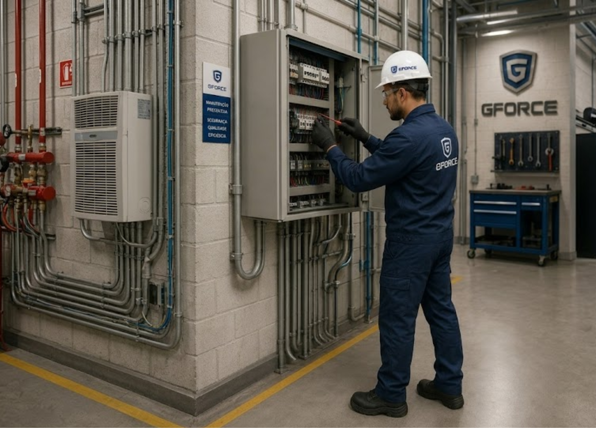 Profissional realizando manutenção em instalações elétricas