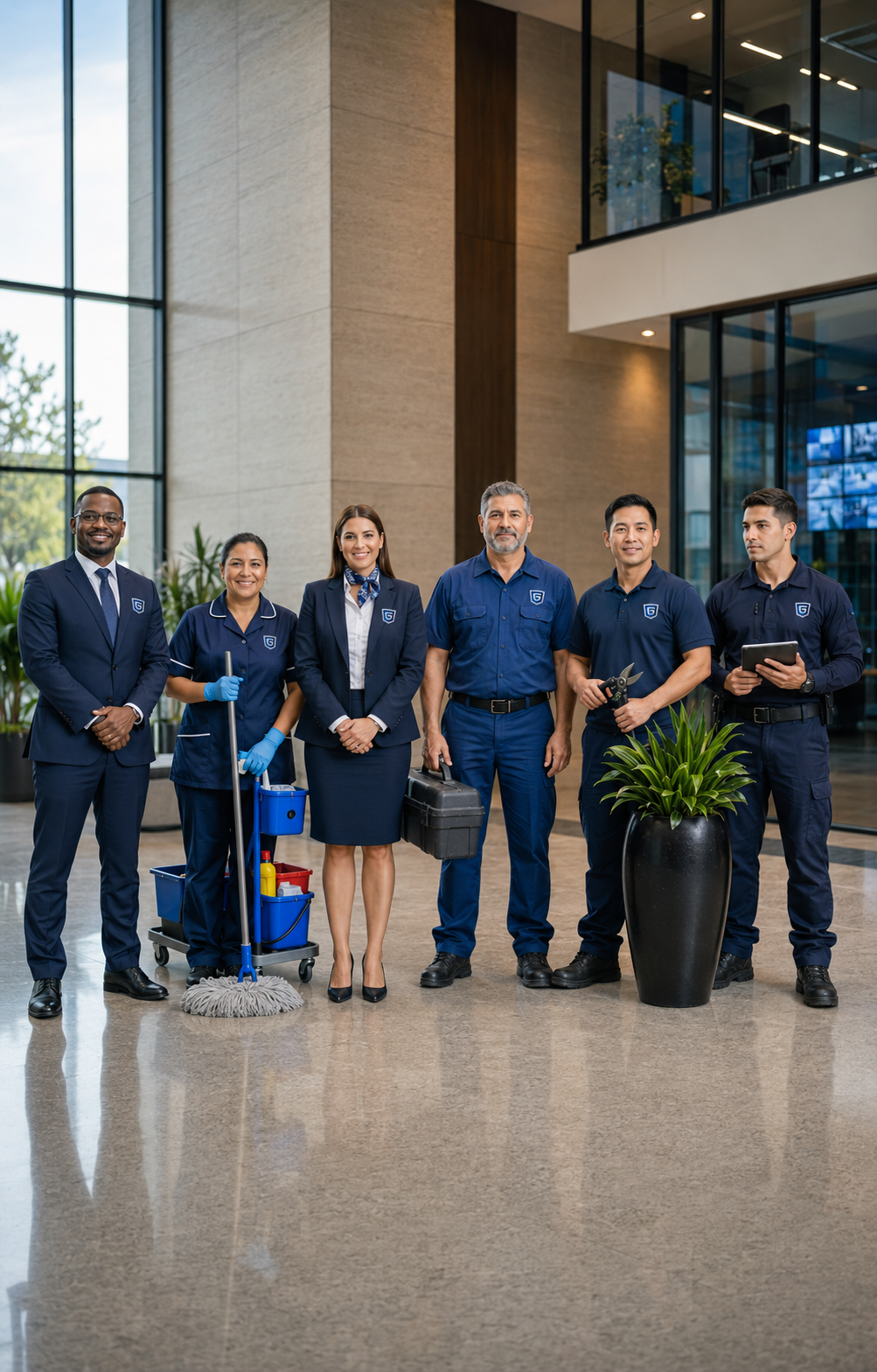 Equipe de profissionais da GFORCE reunida em ambiente corporativo
